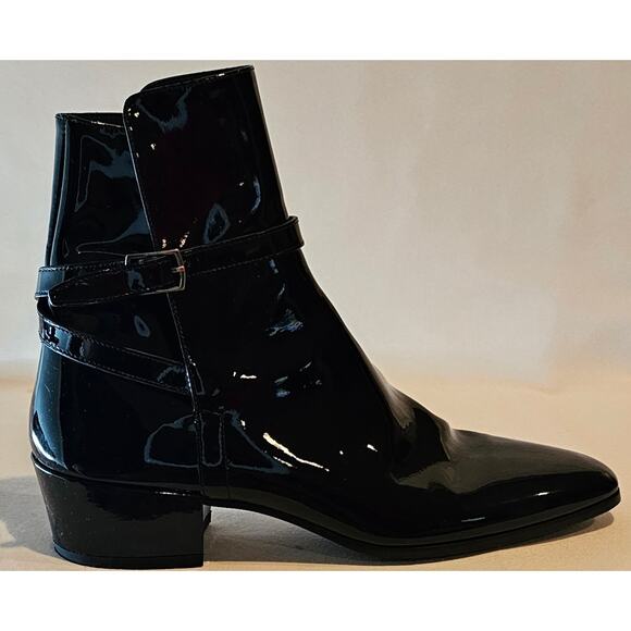 Saint Laurent Clementi Ankle Boot in black patent leathe - Picture 8 of 11